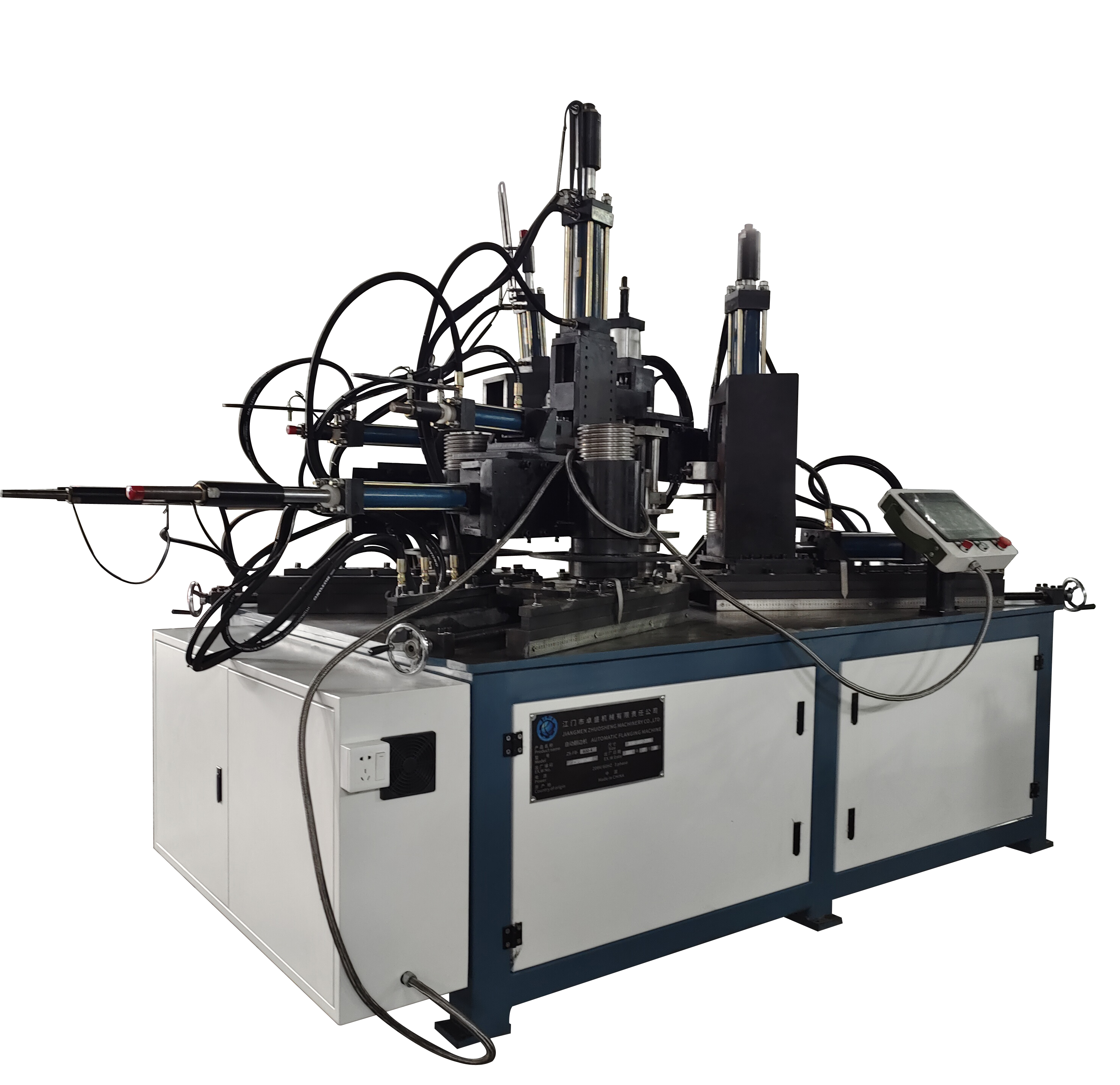 800-3型(xing)翻邊機 不鏽鋼(gāng)風機筒 自動翻(fān)邊沖孔卷邊